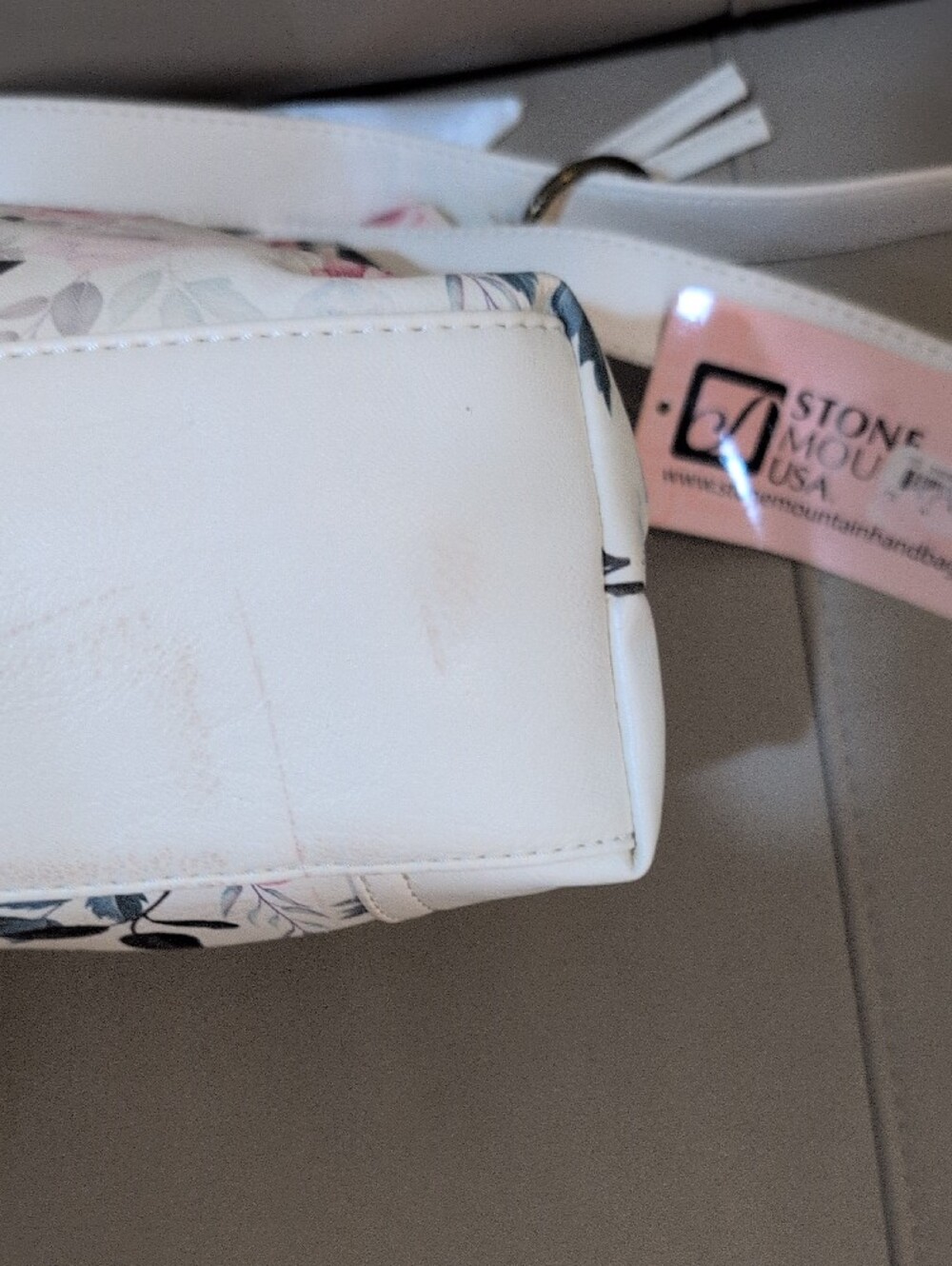 Stone Mountain Crossbody White And Pink Floral Print Vegan - Picture 9 of 14